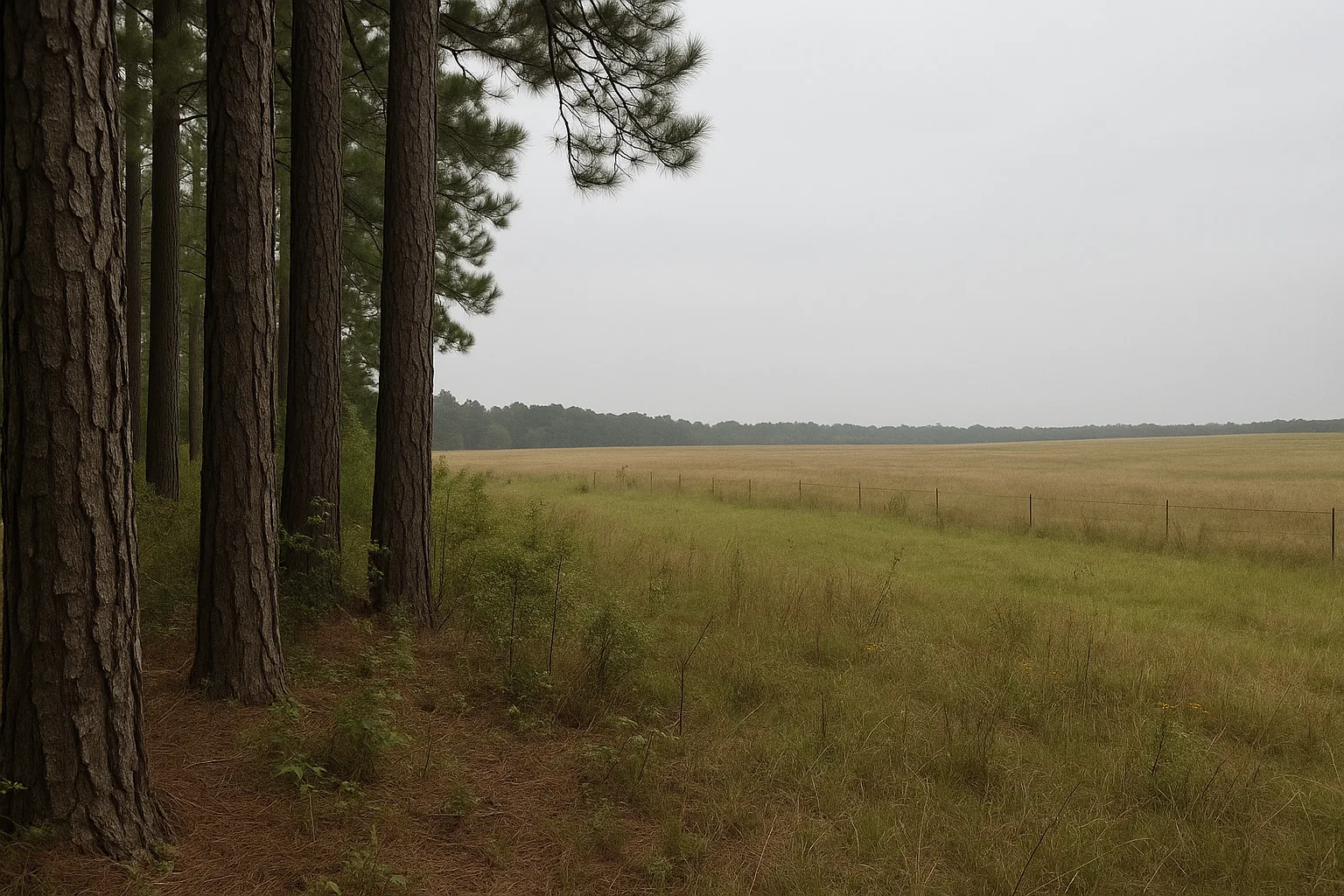 Running through Louisiana pine forest at golden hour