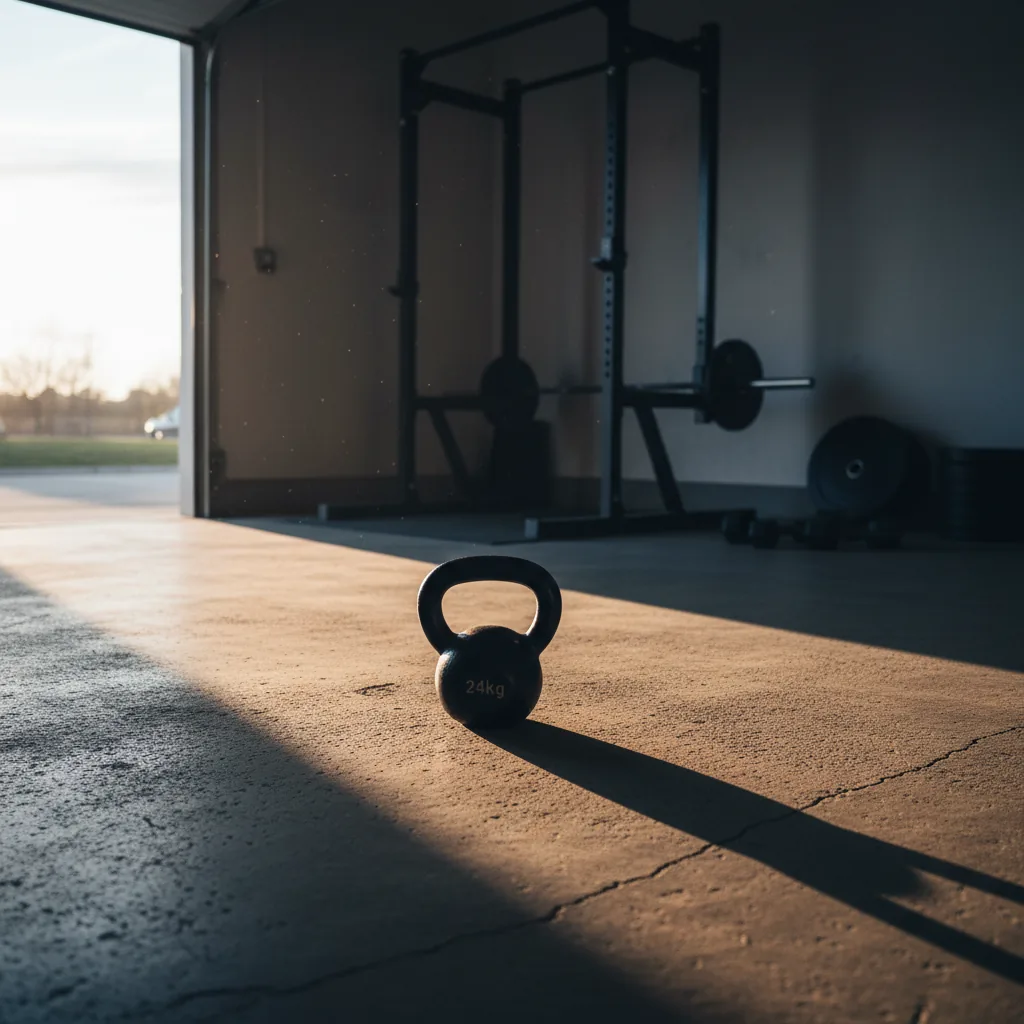 Kettlebell in garage gym